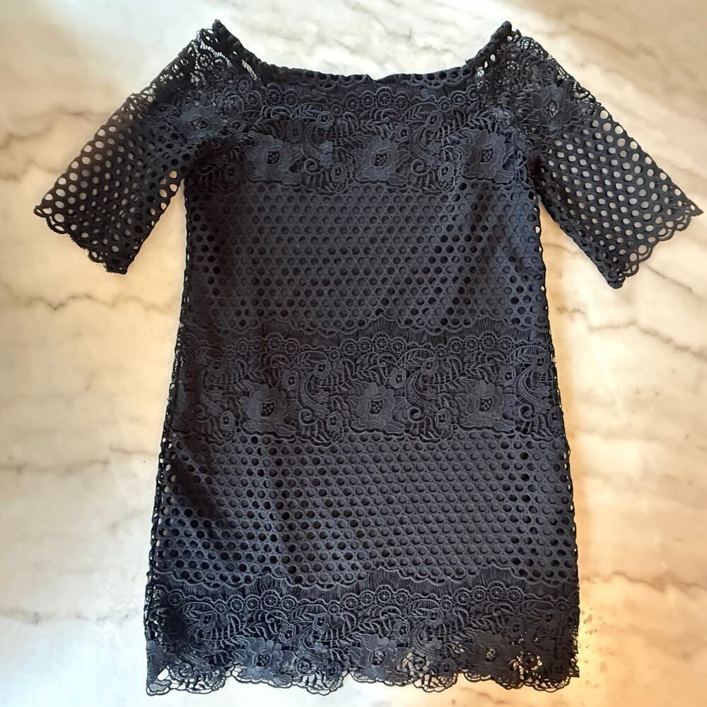 Chelsea28 Black Floral Lace Off Shoulder Women's Sheath Dress Size Xl